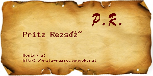 Pritz Rezső névjegykártya